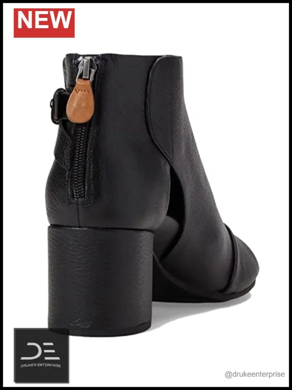 Women's Open Toe Chunky Block Heel Sandal Booties with Back Zipper and Cutout